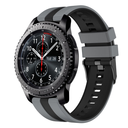For Samsung Gear S3 Frontier 22mm Two Color Sports Silicone Watch Band(Grey+Black) by bashfashion