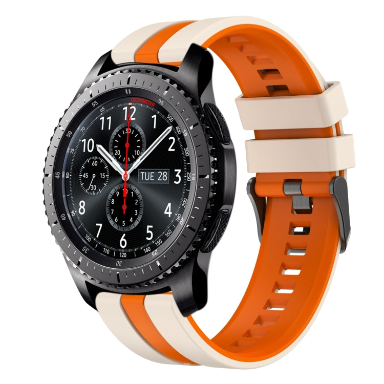 For Samsung Gear S3 Frontier 22mm Two Color Sports Silicone Watch Band(Starlight+Orange) by bashfashion