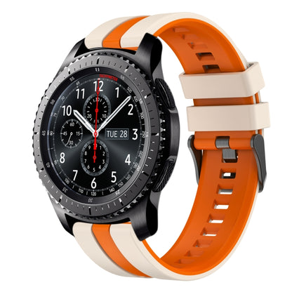 For Samsung Gear S3 Frontier 22mm Two Color Sports Silicone Watch Band(Starlight+Orange) by bashfashion