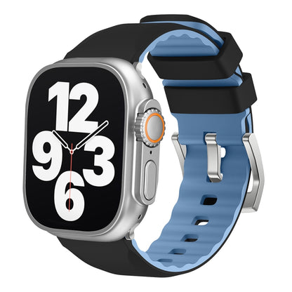 For Apple Watch Ultra 2 49mm Two-Color Silicone Watch Band(Black+Blue) by bashfashion