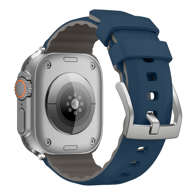 For Apple Watch Ultra 2 49mm Two-Color Silicone Watch Band(Midnight Blue) by bashfashion