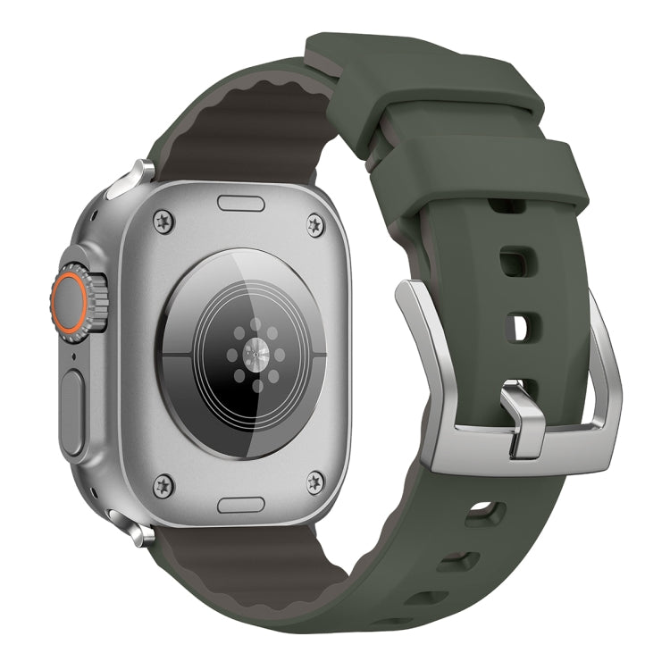 For Apple Watch Ultra 49mm Two-Color Silicone Watch Band(Dark Green) by bashfashion