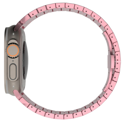 For Apple Watch Series 8 45mm One-bead Paint Alloy Butterfly Buckle Watch Band(Pink) by bashfashion