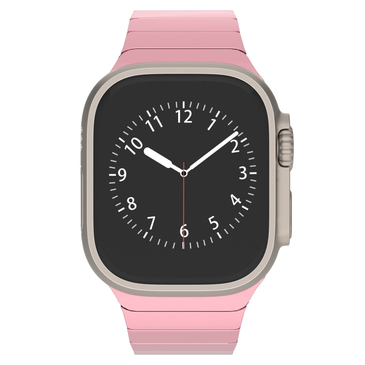 For Apple Watch Series 8 45mm One-bead Paint Alloy Butterfly Buckle Watch Band(Pink) by bashfashion