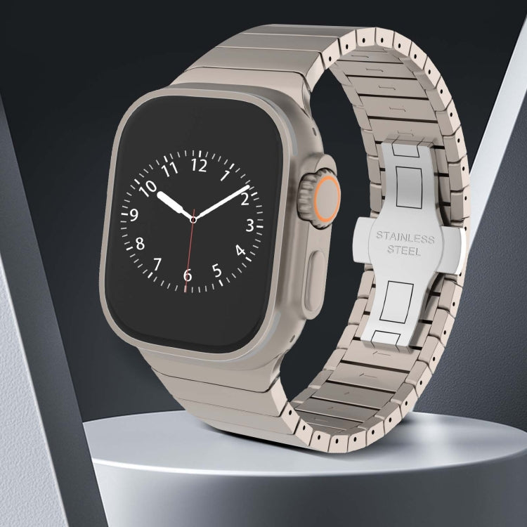 For Apple Watch Series 8 45mm One-bead Paint Alloy Butterfly Buckle Watch Band(Silver) by bashfashion