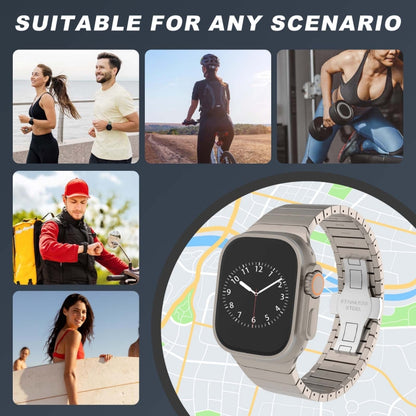 For Apple Watch Series 8 45mm One-bead Paint Alloy Butterfly Buckle Watch Band(Titanium Color) by bashfashion