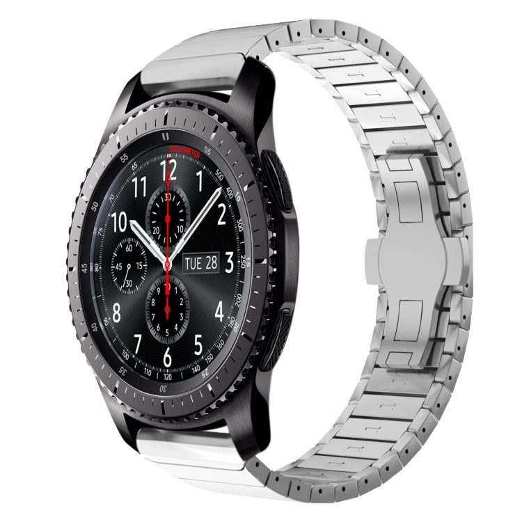 For Samsung Galaxy Watch Gear S3 Frontier 22mm One Bead Paint Butterfly Buckle Alloy Watch Band(Silver) by bashfashion