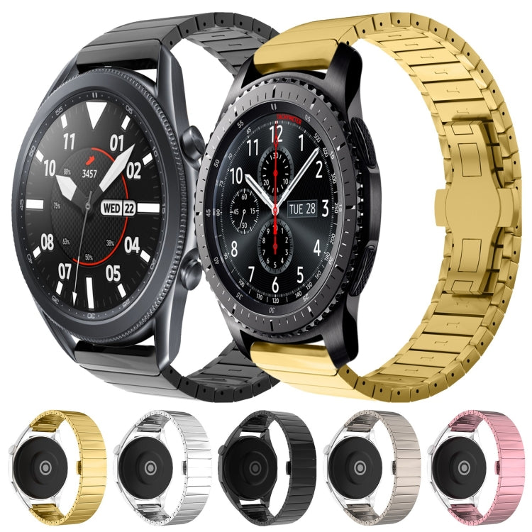 For Samsung Galaxy Watch Gear S3 Frontier 22mm One Bead Paint Butterfly Buckle Alloy Watch Band(Silver) by bashfashion