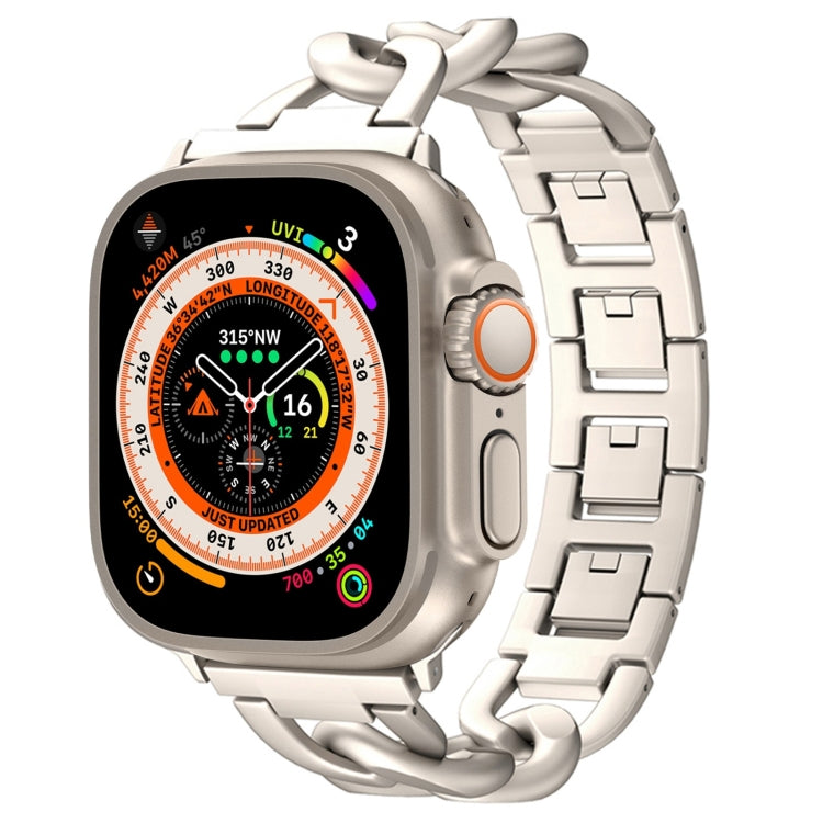 For Apple Watch Ultra 49mm Quick-Release Metal Chain Watch Band(Starlight) by bashfashion