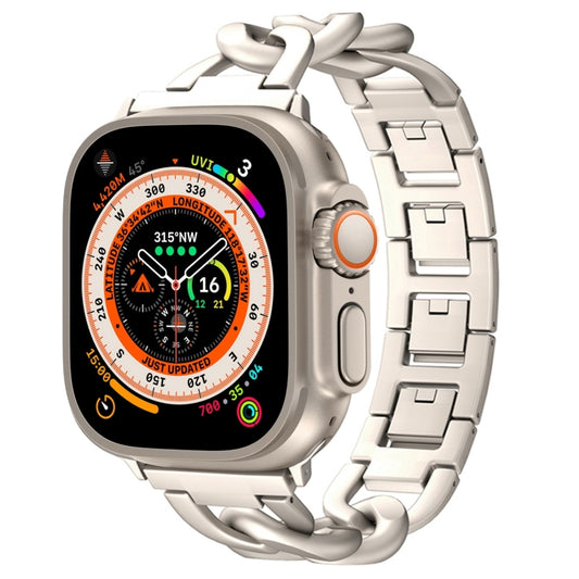 For Apple Watch Ultra 49mm Quick-Release Metal Chain Watch Band(Starlight) by bashfashion