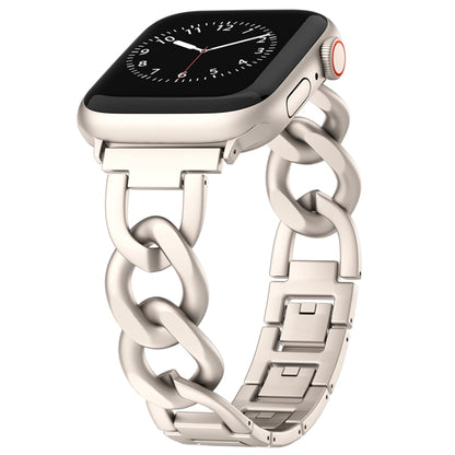 For Apple Watch Series 7 45mm Quick-Release Metal Chain Watch Band(Starlight) by bashfashion