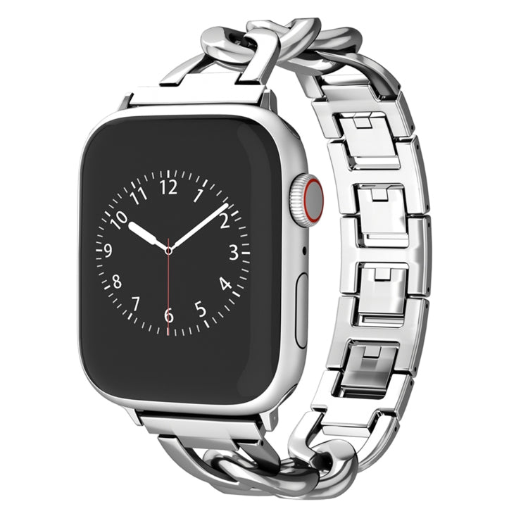 For Apple Watch SE 2023 40mm Quick-Release Metal Chain Watch Band(Silver) by bashfashion