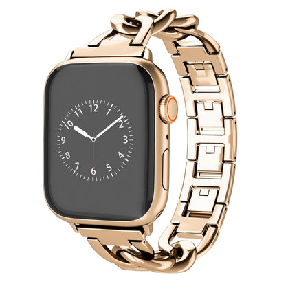 For Apple Watch Series 8 41mm Quick-Release Metal Chain Watch Band(Rose Gold) by bashfashion