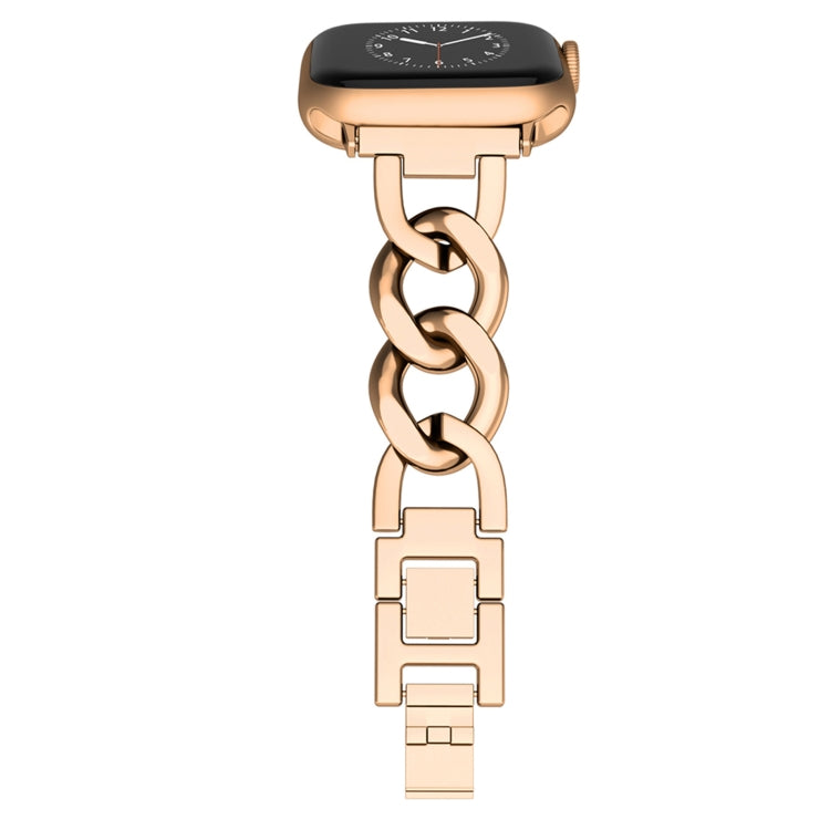 For Apple Watch Series 8 41mm Quick-Release Metal Chain Watch Band(Rose Gold) by bashfashion