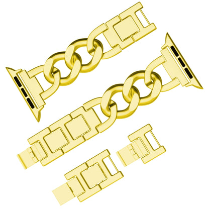 For Apple Watch Series 7 41mm Quick-Release Metal Chain Watch Band(Gold) by bashfashion