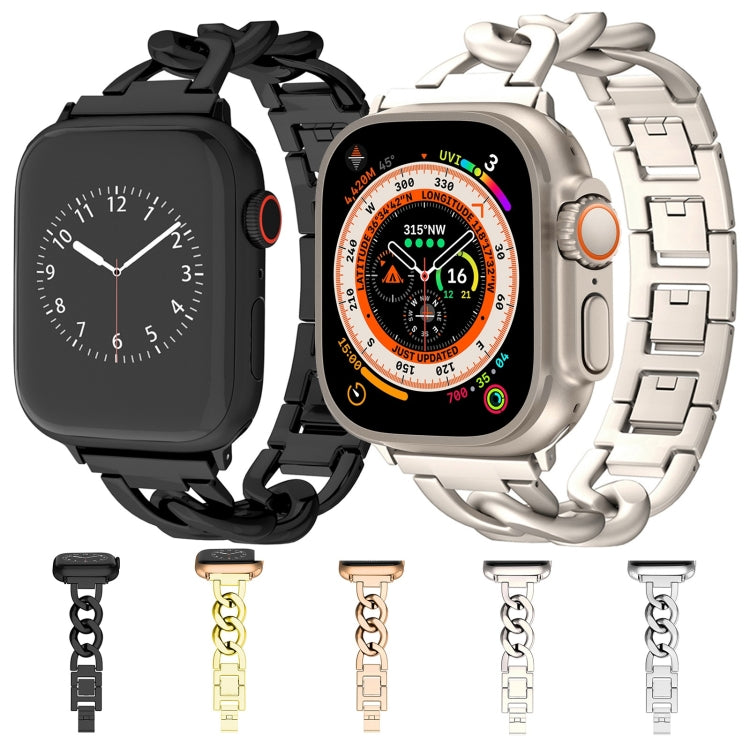 For Apple Watch Series 6 44mm Quick-Release Metal Chain Watch Band(Black) by bashfashion