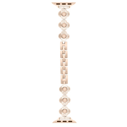 For Apple Watch Series 6 40mm Four Leaf Clover Quick-Release Metal Chain Watch Band(Rose Gold) by bashfashion