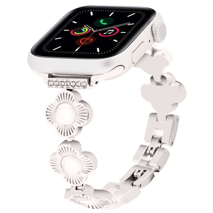 For Apple Watch Series 5 40mm Four Leaf Clover Quick-Release Metal Chain Watch Band(Starlight) by bashfashion