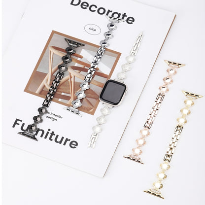 For Apple Watch Series 5 40mm Four Leaf Clover Quick-Release Metal Chain Watch Band(Starlight) by bashfashion