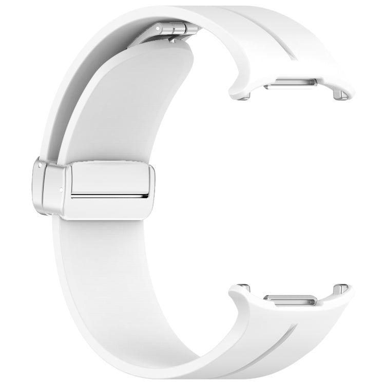 For Samsung Galaxy Watch Ultra 47mm / Ultra 2025 Groove Magnetic Folding Silver Buckle Silicone Watch Band(White) by bashfashion