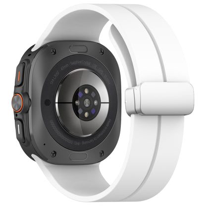 For Samsung Galaxy Watch Ultra 47mm / Ultra 2025 Groove Magnetic Folding Silver Buckle Silicone Watch Band(White) by bashfashion