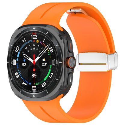 For Samsung Galaxy Watch Ultra 47mm / Ultra 2025 Groove Magnetic Folding Silver Buckle Silicone Watch Band(Orange) by bashfashion