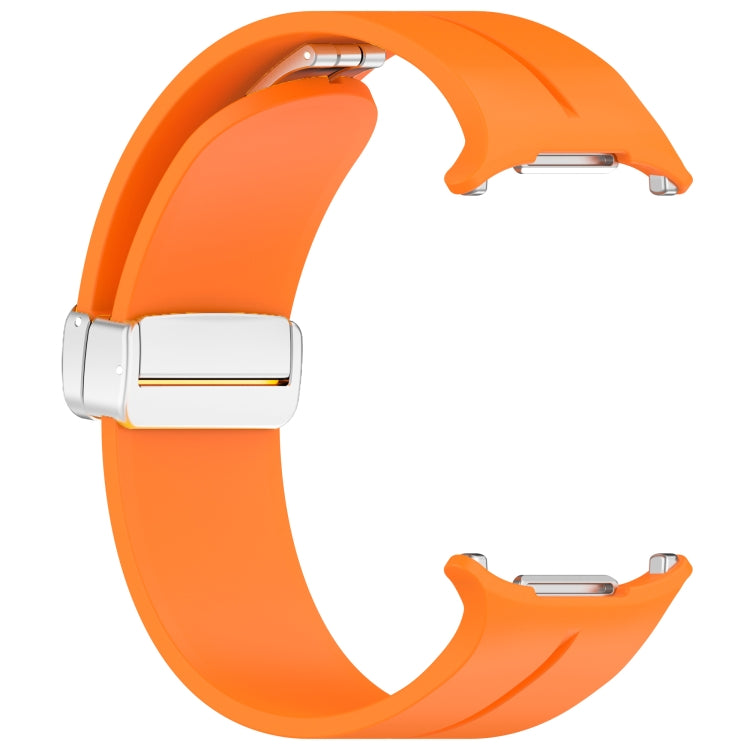 For Samsung Galaxy Watch Ultra 47mm / Ultra 2025 Groove Magnetic Folding Silver Buckle Silicone Watch Band(Orange) by bashfashion