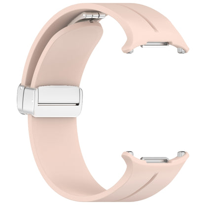 For Samsung Galaxy Watch Ultra 47mm / Ultra 2025 Groove Magnetic Folding Silver Buckle Silicone Watch Band(Pink) by bashfashion