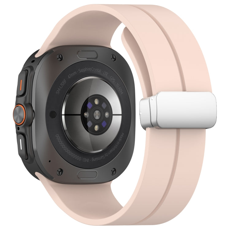 For Samsung Galaxy Watch Ultra 47mm / Ultra 2025 Groove Magnetic Folding Silver Buckle Silicone Watch Band(Pink) by bashfashion