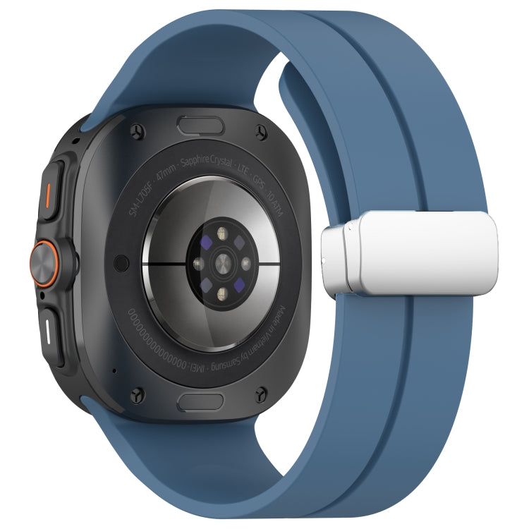 For Samsung Galaxy Watch Ultra 47mm / Ultra 2025 Groove Magnetic Folding Silver Buckle Silicone Watch Band(Premium Blue) by bashfashion