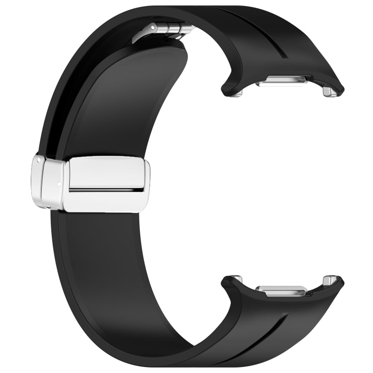 For Samsung Galaxy Watch Ultra 47mm / Ultra 2025 Groove Magnetic Folding Silver Buckle Silicone Watch Band(Black) by bashfashion