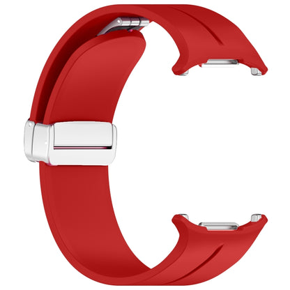 For Samsung Galaxy Watch Ultra 47mm / Ultra 2025 Groove Magnetic Folding Silver Buckle Silicone Watch Band(Red) by bashfashion