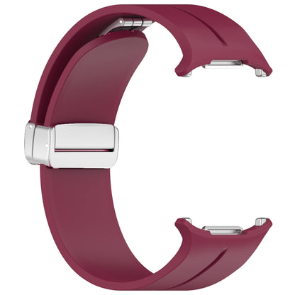 For Samsung Galaxy Watch Ultra 47mm / Ultra 2025 Groove Magnetic Folding Silver Buckle Silicone Watch Band(Wine Red) by bashfashion