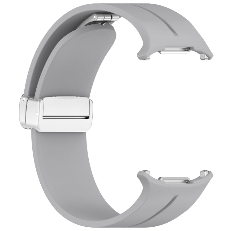 For Samsung Galaxy Watch Ultra 47mm / Ultra 2025 Groove Magnetic Folding Silver Buckle Silicone Watch Band(Light Gray) by bashfashion