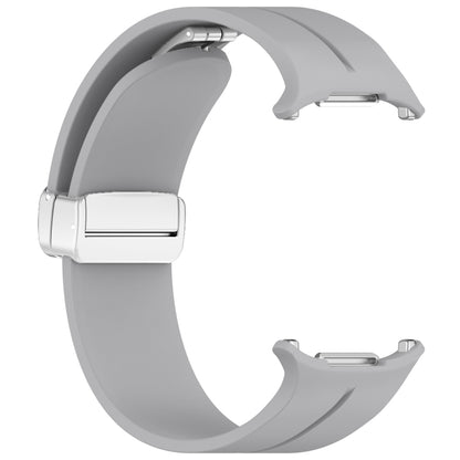 For Samsung Galaxy Watch Ultra 47mm / Ultra 2025 Groove Magnetic Folding Silver Buckle Silicone Watch Band(Light Gray) by bashfashion