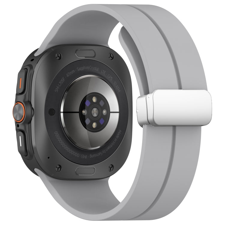 For Samsung Galaxy Watch Ultra 47mm / Ultra 2025 Groove Magnetic Folding Silver Buckle Silicone Watch Band(Light Gray) by bashfashion