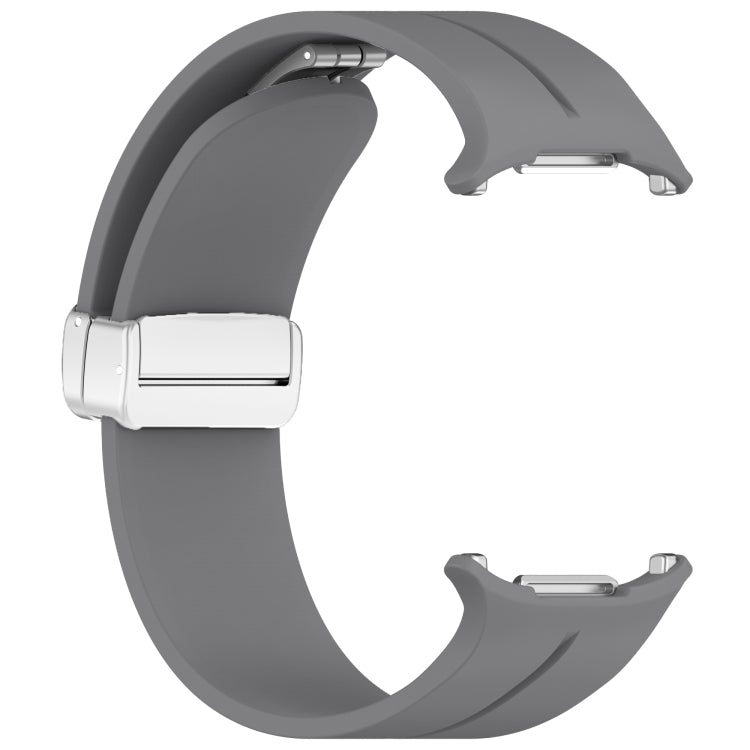 For Samsung Galaxy Watch Ultra 47mm / Ultra 2025 Groove Magnetic Folding Silver Buckle Silicone Watch Band(Dark Gray) by bashfashion