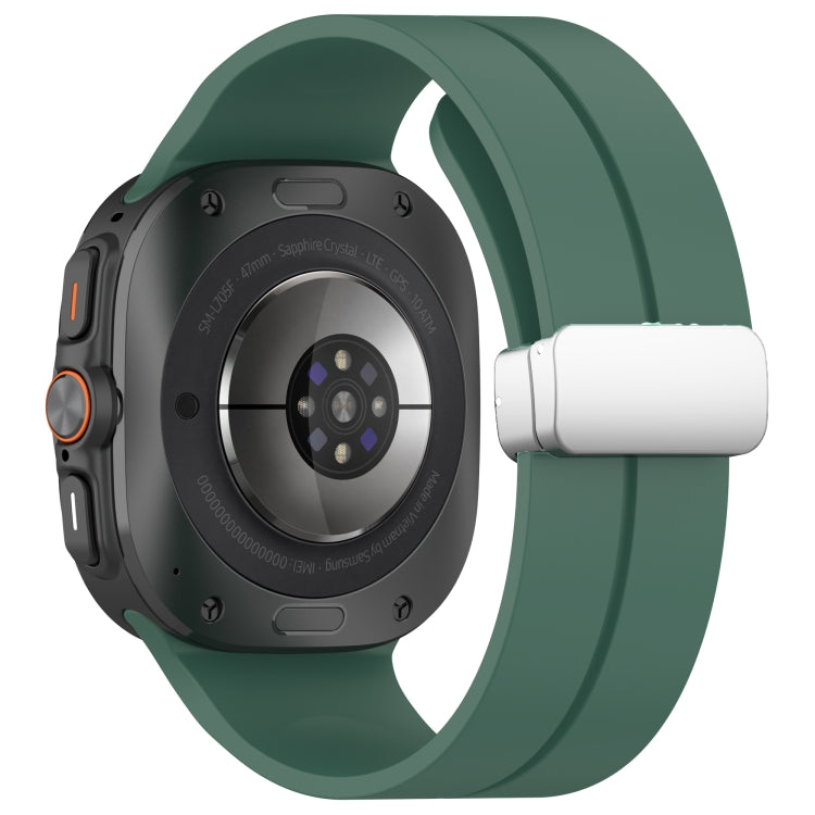 For Samsung Galaxy Watch Ultra 47mm / Ultra 2025 Groove Magnetic Folding Silver Buckle Silicone Watch Band(Green) by bashfashion