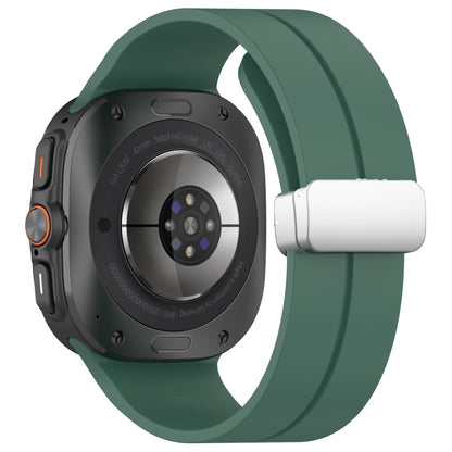 For Samsung Galaxy Watch Ultra 47mm / Ultra 2025 Groove Magnetic Folding Silver Buckle Silicone Watch Band(Green) by bashfashion