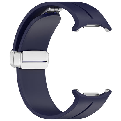 For Samsung Galaxy Watch Ultra 47mm / Ultra 2025 Groove Magnetic Folding Silver Buckle Silicone Watch Band(Dark Blue) by bashfashion