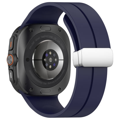 For Samsung Galaxy Watch Ultra 47mm / Ultra 2025 Groove Magnetic Folding Silver Buckle Silicone Watch Band(Dark Blue) by bashfashion