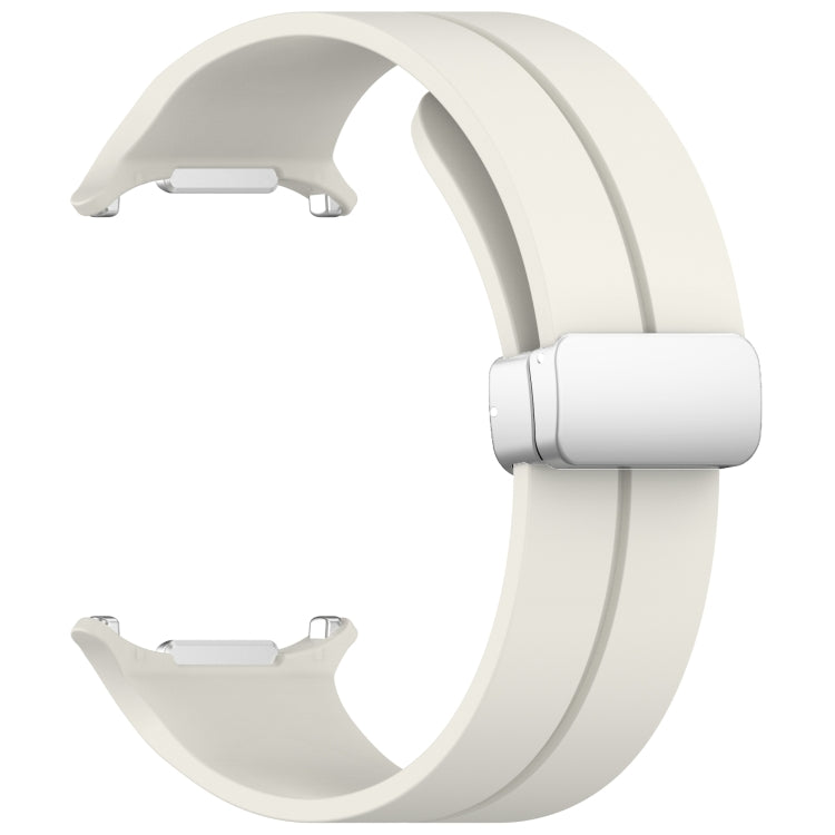 For Samsung Galaxy Watch Ultra 47mm / Ultra 2025 Groove Magnetic Folding Silver Buckle Silicone Watch Band(Starlight) by bashfashion