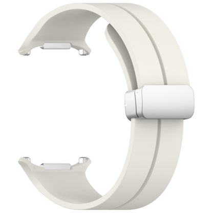 For Samsung Galaxy Watch Ultra 47mm / Ultra 2025 Groove Magnetic Folding Silver Buckle Silicone Watch Band(Starlight) by bashfashion