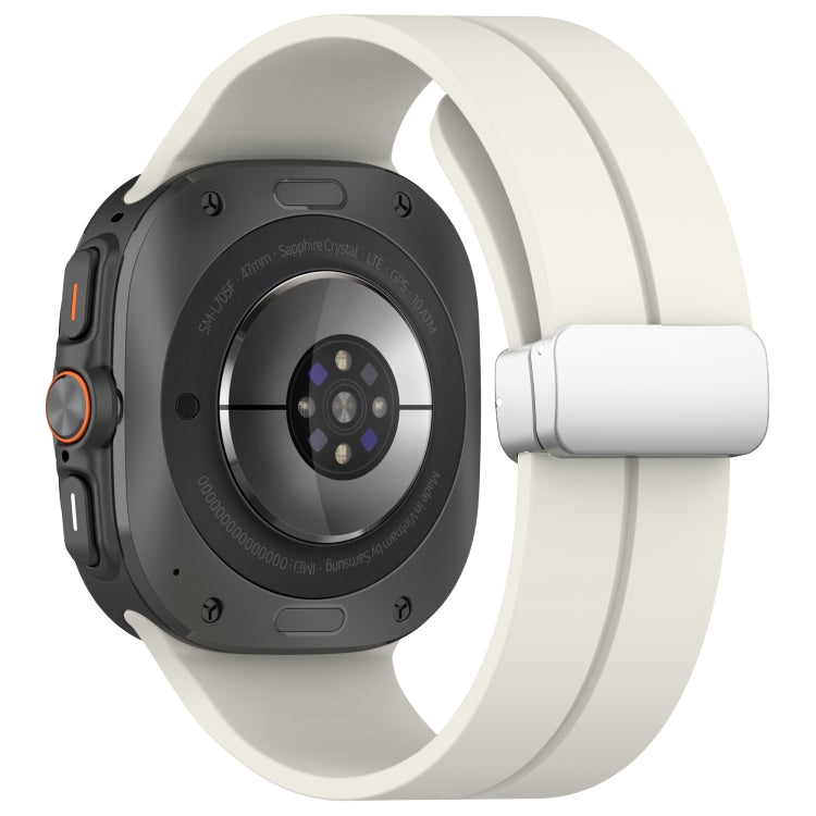 For Samsung Galaxy Watch Ultra 47mm / Ultra 2025 Groove Magnetic Folding Silver Buckle Silicone Watch Band(Starlight) by bashfashion