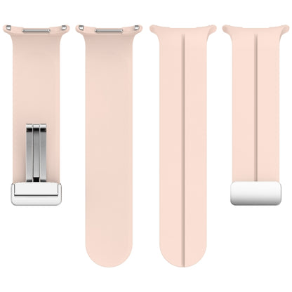 For Samsung Galaxy Watch Ultra 47mm / Ultra 2025 Groove Magnetic Folding Silver Buckle Silicone Watch Band(Pink) by bashfashion
