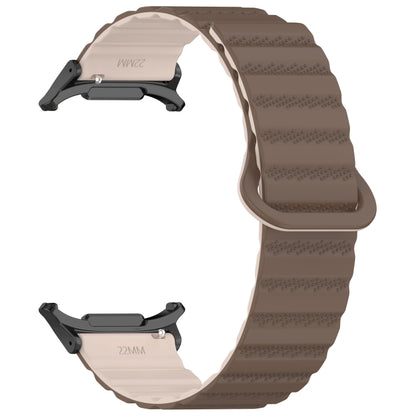 For Samsung Galaxy Watch Ultra 47mm Spot Pattern Two Color Magnetic Silicone Watch Band(Brown Apricot) by bashfashion