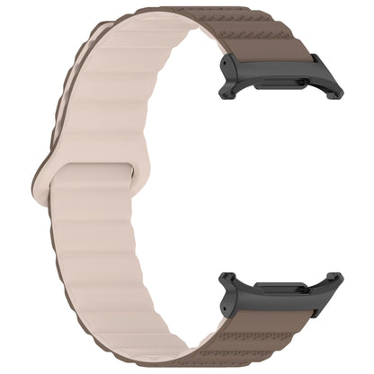 For Samsung Galaxy Watch Ultra 47mm Spot Pattern Two Color Magnetic Silicone Watch Band(Brown Apricot) by bashfashion