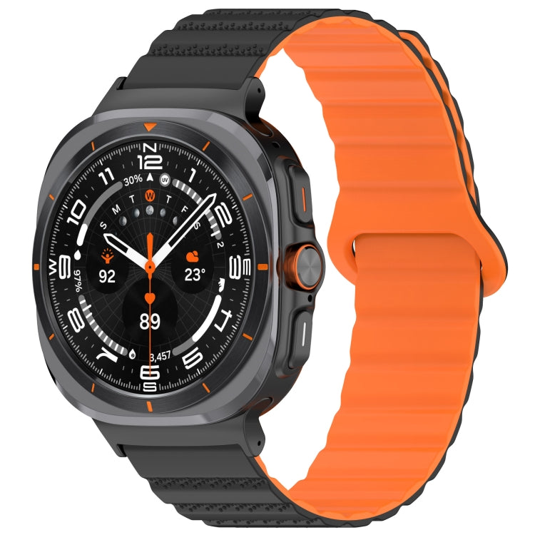 For Samsung Galaxy Watch Ultra 47mm Spot Pattern Two Color Magnetic Silicone Watch Band(Black Orange) by bashfashion