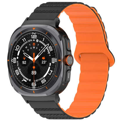 For Samsung Galaxy Watch Ultra 47mm Spot Pattern Two Color Magnetic Silicone Watch Band(Black Orange) by bashfashion