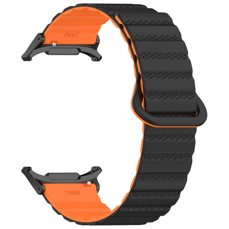 For Samsung Galaxy Watch Ultra 47mm Spot Pattern Two Color Magnetic Silicone Watch Band(Black Orange) by bashfashion